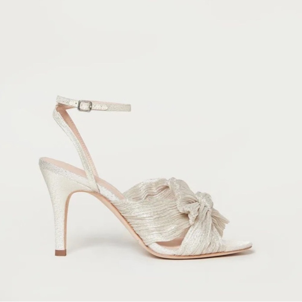 Loeffler Randall / NEW in box ZINNIA pleated  Silver Bow Heels 6